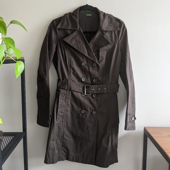 Benetton brown trench coat - Picture 1 of 6